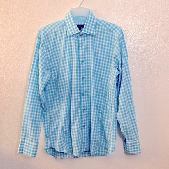 BERTIGO Plaid Shirt, Button Down, Long Sleeve, Purple Stitch details Sz. 5/NWOT - Picture 3 of 17